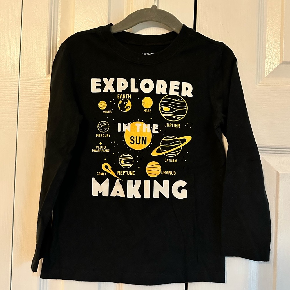 Carters solar system shirt, black, 4T